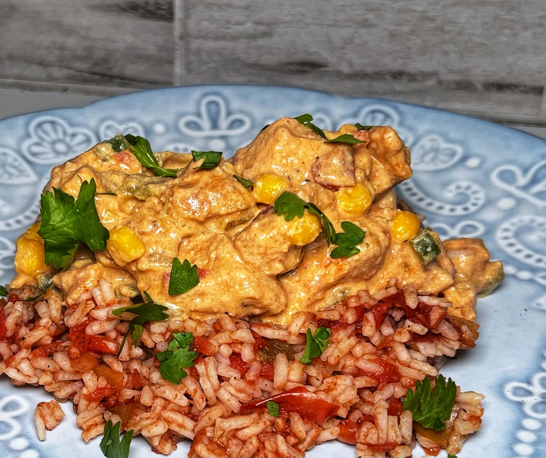 Skillet queso chicken and rice Fit Foodie Chicks